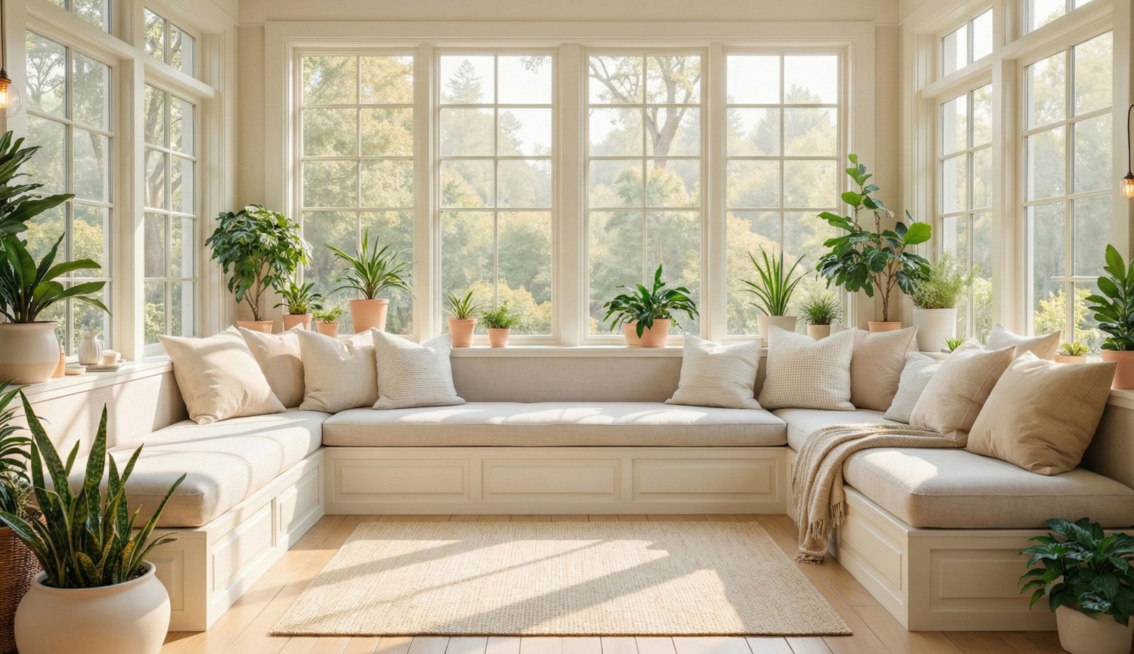 Modern living room with picture windows
